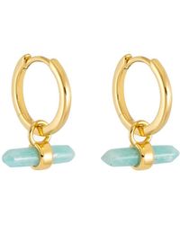 Rachel Jackson - Amazonite T Bar Huggie Hoop Earrings - Lyst