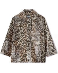 Ganni - Laminated Cotton Canvas Jacket - Lyst