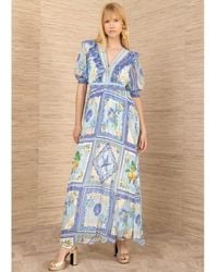 Hale Bob - Pleated Tile Print Maxi Dress - Lyst