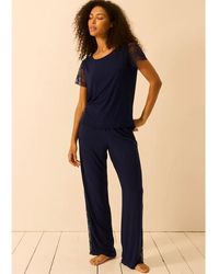 Stripe & Stare - Eco Lace Long Pyjama Bottoms - Lyst