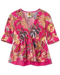 FARM Rio - Ligia Short Sleeve Cotton Blouse - Lyst