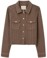 PAIGE - Cropped Pacey Denim Jacket - Lyst
