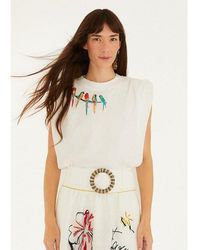 FARM Rio - Birds On Branch Embroidered Cotton Tank Top - Lyst