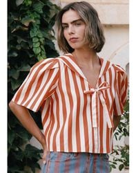 The Tiny Big Sister - Striped Sailor Neck Cotton Blouse - Lyst