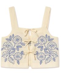 The Tiny Big Sister - Embroidered Tie Vest Top - Lyst