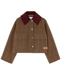 Ganni - Heavy Check Twill Barn Jacket - Lyst