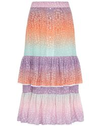Hayley Menzies Midi Frill Silk Skirt - Multicolour