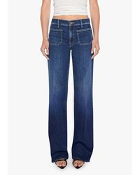 Mother - Patch Pocket Mid Rise Maven Sneak Wide Leg Jeans - Lyst