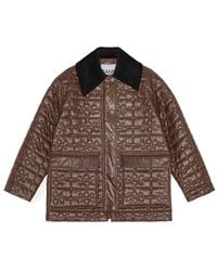 Ganni - Shiny Quilted Midi Jacket - Lyst