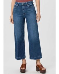 PAIGE - Anessa Cropped Wide Leg Jeans - Lyst