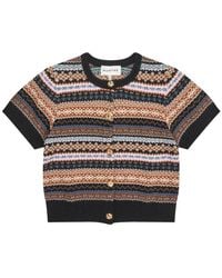 Munthe - Coraline Striped Short Sleeve Knit Cardigan - Lyst