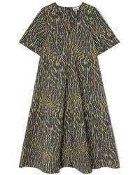 Ganni - Stretch Cotton A-Line Dress - Lyst
