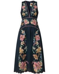 FARM Rio - Maira Floral Sleeveless Linen Dress - Lyst
