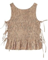 Ganni - Smocked Tie String Top - Lyst