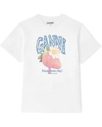 Ganni - Basic Organic Cotton Jersey T-Shirt - Lyst