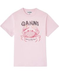 Ganni - Basic Organic Cotton Jersey T Shirt - Lyst
