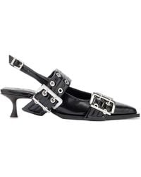 Ganni - Buckle Kitten Heel Oleatex - Lyst