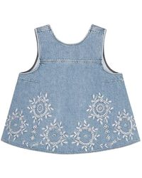 Ganni - Broderie Anglaise Organic Cotton Denim Top - Lyst