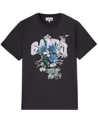 Ganni - Relaxed Organic Cotton T-Shirt Flower - Lyst