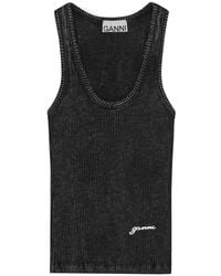 Ganni - Heavy Rib Jersey Tank Top - Lyst