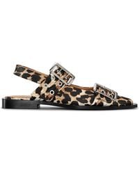 Ganni - Satin Feminine Buckle Ballerina Shoes - Lyst
