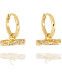 Rachel Jackson - Twisted T Bar Huggie Hoop Earrings - Lyst