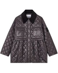 Ganni - Shiny Quilt Midi Jacket - Lyst