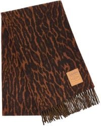 Ganni - Compact Leo Wool Scarf - Lyst