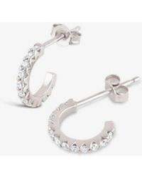 Dinny Hall - 14ct White Gold And Diamond Mini Hoop Earrings (pair) - Lyst