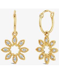 Dinny Hall - 14ct Yellow Gold Jasmine Flower Hoop Drop Diamond Earrings (pair) - Lyst