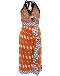 Dries Van Noten - Silk Blend Satin Midi Dress With Print - Lyst