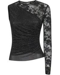 Self-Portrait - One Shoulder Floral Lace Top - Lyst
