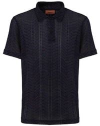 Missoni - Viscose And Cotton Polo Shirt With A Greek Key Pattern - Lyst