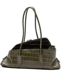 The Attico - La Passeggiata Small Crocodile-Effect Shoulder Bag With Top - Lyst