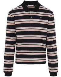 Marni - Striped Long-Sleeve Polo Shirt - Lyst