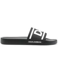 Dolce & Gabbana - Beach Slippers With Logo Print - Lyst
