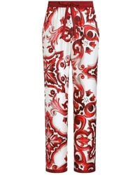 Dolce & Gabbana - Dolce & Gabbana Twill Vanity Trousers With Majolica Print - Lyst