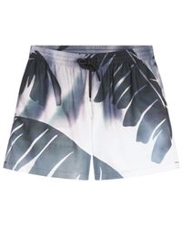 Dries Van Noten - Fitted Swim Shorts With A Giant Watercolor Palm Tree Print - Lyst