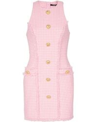 Balmain - Short Dress With Embossed Buttons - Lyst