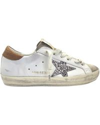 Golden Goose - Super Star Leather Upper And Heel Suede Toe Glitter Star - Lyst