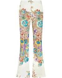 Etro - Flared Floral Trousers - Lyst