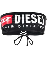 DIESEL - Bandeau Bikini Top With Maxi Logo - Lyst