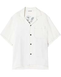 Lanvin - Short-Sleeved Shirt With Graphic Print And Contrast Stitching - Lyst