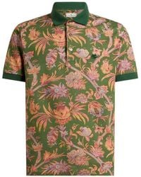 Etro - Cotton Piqué Polo Shirt With Paisley Floral Motif - Lyst