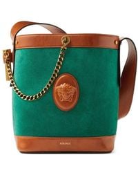 Versace - Pivot Small Suede Bucket Bag - Lyst