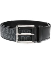 Dolce & Gabbana - Belt With Buckle Embroidered With Logo - Lyst