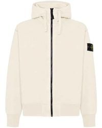 Stone Island - Zip-Up Hoodie With Logo Appliqué - Lyst