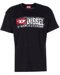 DIESEL - Graphic Print Crew Neck T Shirt - Lyst