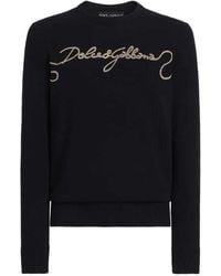 Dolce & Gabbana - Dolce & Gabbana Embroidered Plain-Knit Sweater - Lyst
