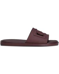 Dolce & Gabbana - Dolce & Gabbana Logo Slide Sandals - Lyst